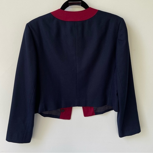 Miss Pendleton Navy Blue and Red Wool Blazer size 10 - Picture 4 of 4